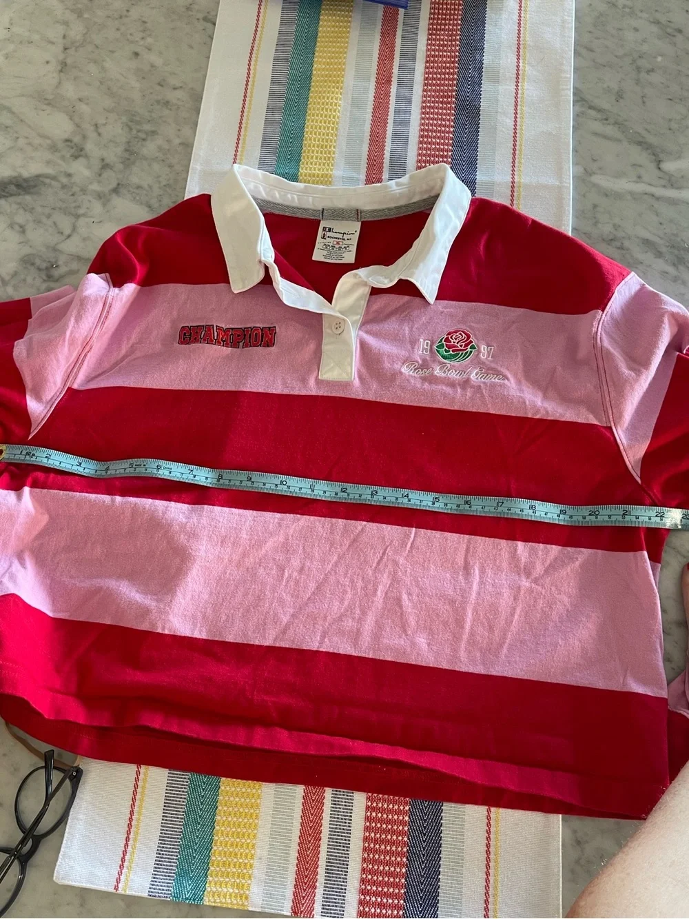 Champion red and pink striped rugby shirt - Picture 6 of 8